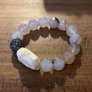 Buddha Beaded Bracelet - Cream and Black